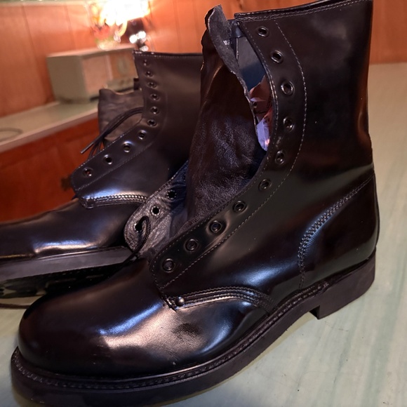 NEW Vintage Mens Lehigh Black Leather Steel Toe Combat Boots  Size 9 C main image 6